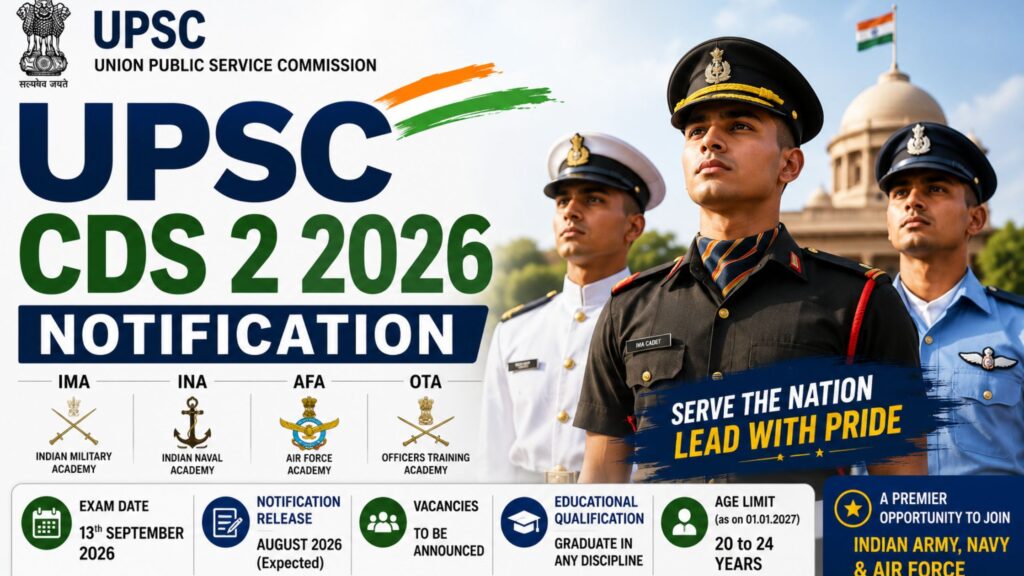 UPSC CDS 2 2026: Notification, Exam Date, Vacancy & Apply Online